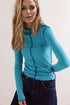 'Jedda' Ribbed Long Sleeve T-Shirt - Celes Fashion